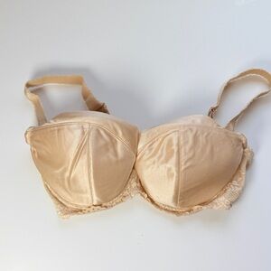 Ewa Michalak S Balconette Satin Bra with Lace Underband - Beige 75FF